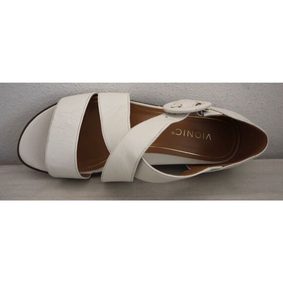 Vionic Women's Sz 9.5W Cream/Ivory Leather Pacifica Strappy Sandals $130 - Picture 4 of 8
